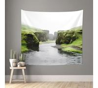 QAZWZML Multicolor Nature Valley Rivers Graphic Decorative Wall Hanging - Soft Peach Skin Tapestry 60x51 Inches - Dorm Bedroom Wall Decor Gift