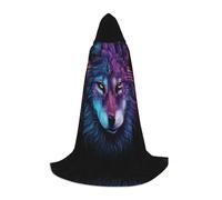 QAZWZML Neon wolf with purple head Small Printed Teen Cloak Cosplay, Stage Performance and Daily Cosplay Wholesale
