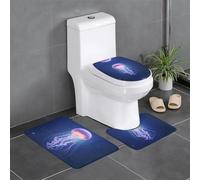 QAZWZML Non-Slip Bedroom Mat Glowing Jellyfish Printed 3-Piece Bathroom Mat Set Suitable For Bathroom And Living Room