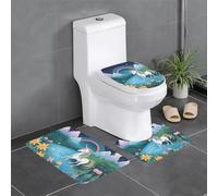 QAZWZML Non-Slip Bedroom Mat running unicorns Printed 3-Piece Bathroom Mat Set Suitable For Bathroom And Living Room