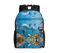 QAZWZML Ocean Dolphin Looking at You prints men's and women's large laptop backpacks with compartments, waterproof travel backpacks, durable Oxford bags