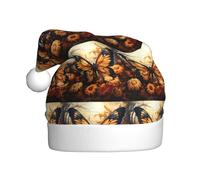 QAZWZML orange yellow butterfly field flowers Adult Christmas hat printed holiday hat suitable for New Year's parties and holiday family gatherings
