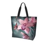 QAZWZML Orchid Flower Butterfly Soft Fresh Spring Patterned shoulder bag, shopping organizer, suitable for travel, gym, and commuting.