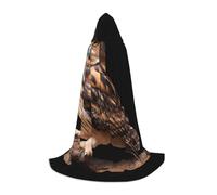 QAZWZML Owl on a branch L prints Capes Stage Performances, Theater Performances, Cosplay Youth Hooded Capes