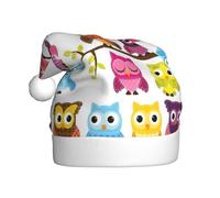 QAZWZML Owls on Tree Branches Printed Christmas decorative hats, adult Christmas hats, holiday party supplies for men and women