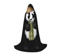 QAZWZML Panda playing bamboo musical instrument S prints Capes Stage Performances, Theater Performances, Cosplay Youth Hooded Capes