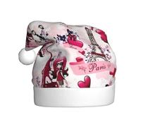 QAZWZML Paris Eiffel Tower France Adult Christmas hat printed holiday hat suitable for New Year's parties and holiday family gatherings