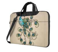 QAZWZML Peacock pattern Patterned 15.6 inch portable laptop bag with shoulder strap, can be worn as a crossbody bag