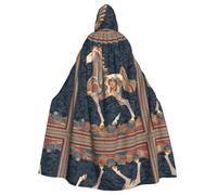 QAZWZML Pegasus Dunhuang pattern Patterned adult hooded cape, unisex cosplay cape, suitable for Halloween, carnivals, and festival parties.