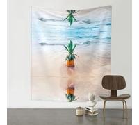 QAZWZML Pineapple by The Sea Printed decorative tapestry, wall hanging, suitable for bedrooms, dormitories, picnic blankets, etc.