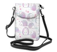 QAZWZML Pink hedgehog printing crossbody bag, flap leather wallet, detachable shoulder strap, suitable for travel and camping.