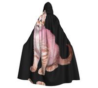 QAZWZML Pink Kitten1 Patterned adult hooded cape, unisex cosplay cape, suitable for Halloween, carnivals, and festival parties.