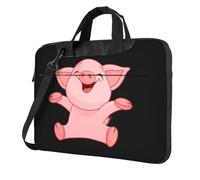 QAZWZML pink pig Patterned 14 inch portable laptop bag with shoulder strap, can be worn as a crossbody bag