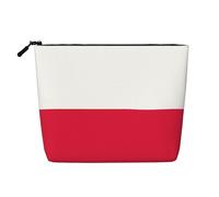 QAZWZML Polish flag Printed single layer faux linen cosmetic bag portable zippered cosmetic bag travel accessory