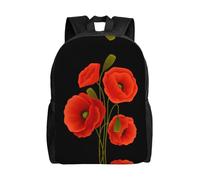 QAZWZML poppy flowers prints men's and women's large laptop backpacks with compartments, waterproof travel backpacks, durable Oxford bags