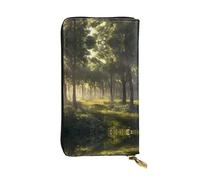 QAZWZML Primeval forest Leather clutch wallet, suitable for men or women long wallet, size 2.5 * 10.5 inches
