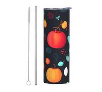 QAZWZML Pumpkin Flowers Stainless steel travel mug with a printed straight body suitable for both hot and cold beverages