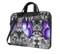 QAZWZML Purple butterfly Patterned 15.6 inch portable laptop bag with shoulder strap, can be worn as a crossbody bag
