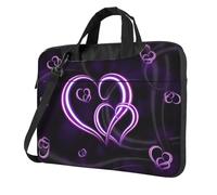 QAZWZML Purple Hearts Patterned 15.6 inch portable laptop bag with shoulder strap, can be worn as a crossbody bag