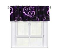 QAZWZML Purple Hearts Patterned half window decorative curtains for kitchen, bathroom and more.