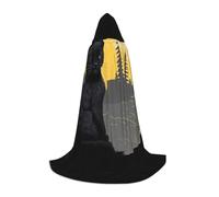 QAZWZML Quiet black cat L prints Capes Stage Performances, Theater Performances, Cosplay Youth Hooded Capes
