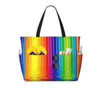 QAZWZML Rainbow Striped Patterned travel bag, large-capacity storage bag, suitable for camping, gym use, and travel.