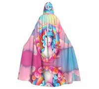 QAZWZML Rainbow Unicorn Patterned Halloween hooded cape, Easter, carnival, cosplay cape, masquerade and themed party robe.