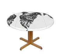 QAZWZML Ravens Patterned S round stretchy tablecloth, suitable for decorating round and octagonal tables.