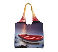 QAZWZML Red Fishing Boat Printed single-shoulder commuter canvas bag suitable for travel, commuting or shopping, fitness and sports leisure bag