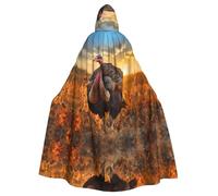 QAZWZML Red-headed ostrich Patterned long cape, stylish hooded cloak, suitable for holiday parties, costume parties, or gatherings.