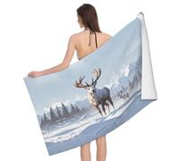 QAZWZML Reindeer in the snow Patterned absorbent bath towels, beach towels, suitable for pools and beaches