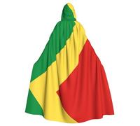 QAZWZML Republic of Congo Patterned Halloween hooded cape, Easter, carnival, cosplay cape, masquerade and themed party robe.