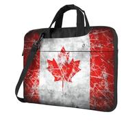 QAZWZML Retro Canada Flag Patterned 14 inch portable laptop bag with shoulder strap, can be worn as a crossbody bag