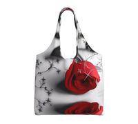 QAZWZML Rote Rose1 (1) Printed single-shoulder commuter canvas bag suitable for travel, commuting or shopping, fitness and sports leisure bag