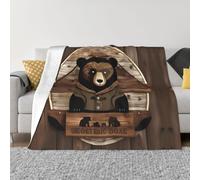 QAZWZML Rustic Lodge Bear Printed Sofa Throw, Warm Decorative Throw Suitable for Sofas and beds, Available in 4 Sizes 80"x60"