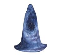 QAZWZML S Blue Cloud Vortex Printed Hooded Cape, Halloween Stage Performance, Cosplay Retro Hooded Jacket