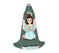 QAZWZML S Cute little angel Printed hooded cape for stage performance cosplay