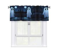 QAZWZML Sad Ghost Patterned half window decorative curtains for kitchen, bathroom and more.