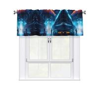 QAZWZML Science Fiction Future Patterned Curtains, Rod-Style Short Curtains, Suitable for Kitchen, Living Room, Bathroom and Bedroom Decor.