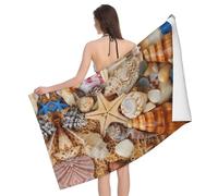 QAZWZML Seashell Landscape On The Beach Patterned absorbent bath towels, beach towels, suitable for pools and beaches
