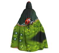 QAZWZML seven-starred ladybird Patterned adult hooded cape, unisex cosplay cape, suitable for Halloween, carnivals, and festival parties.