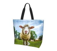 QAZWZML Sheep Looking Camera Patterned shoulder bag, shopping organizer, suitable for travel, gym, and commuting.