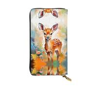 QAZWZML Sika Deer Leather clutch wallet, suitable for men or women long wallet, size 2.5 * 10.5 inches