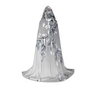 QAZWZML Silver willow branches patterned teen S hooded cape for holiday parties, witch costumes and costume parties