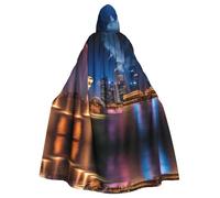 QAZWZML Singapore Fishtail Lion Patterned adult hooded cape, unisex cosplay cape, suitable for Halloween, carnivals, and festival parties.