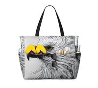 QAZWZML Sketching an eagle Patterned, large capacity beach bag, foldable tote bag, suitable for travel and shopping.