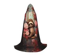 QAZWZML Sloth sitting on a swing by the roses Small Printed Teen Cloak Cosplay, Stage Performance and Daily Cosplay Wholesale