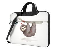 QAZWZML Sloth With Mushrooms Patterned 15.6 inch portable laptop bag with shoulder strap, can be worn as a crossbody bag