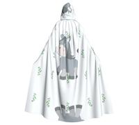 QAZWZML smiling donkey Patterned adult hooded cape, unisex cosplay cape, suitable for Halloween, carnivals, and festival parties.