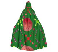 QAZWZML Smiling red peaches Patterned adult hooded cape, unisex cosplay cape, suitable for Halloween, carnivals, and festival parties.